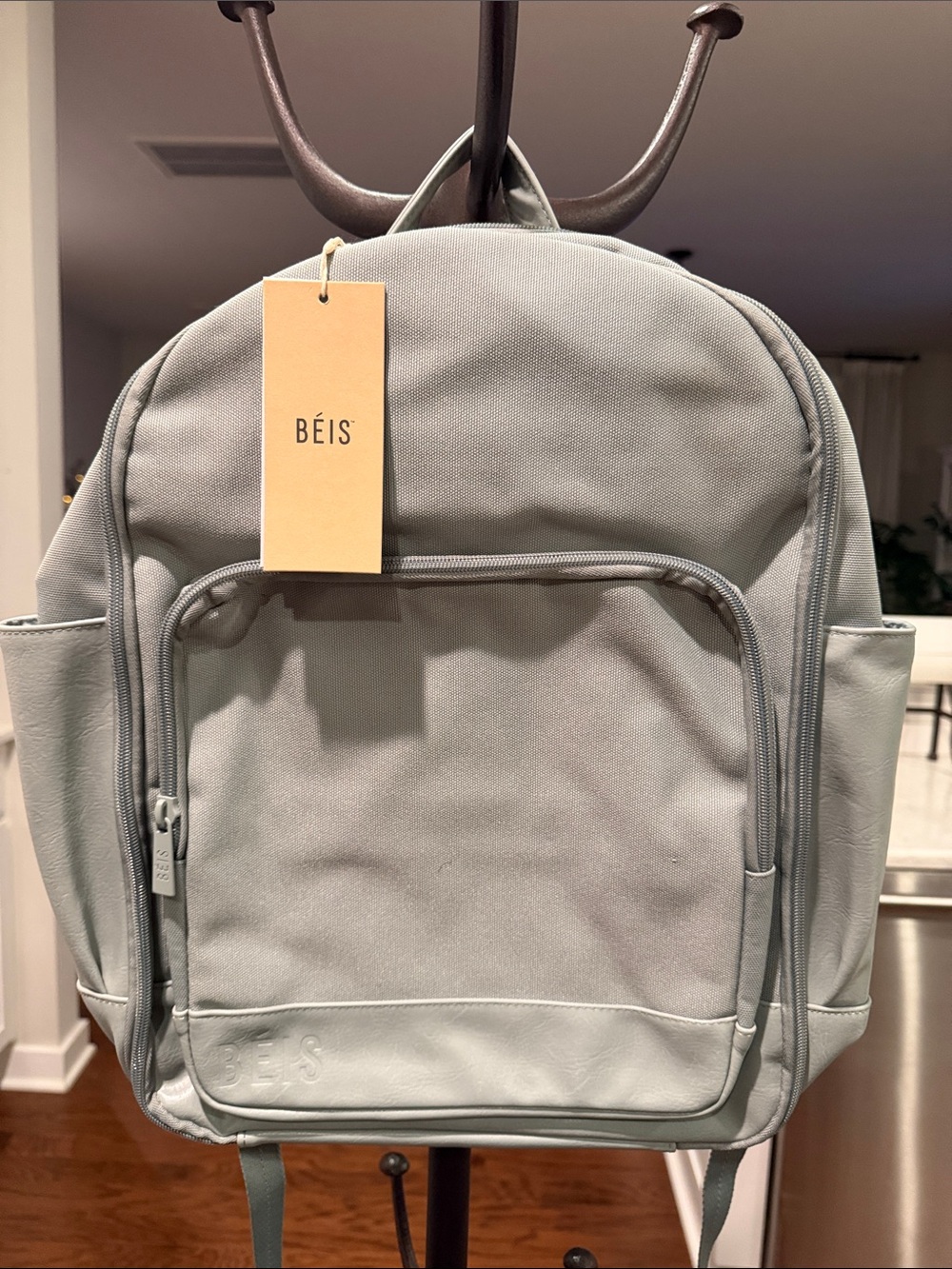BEIS Light seafoam green ladies Backpack with Front Organizer Pocket